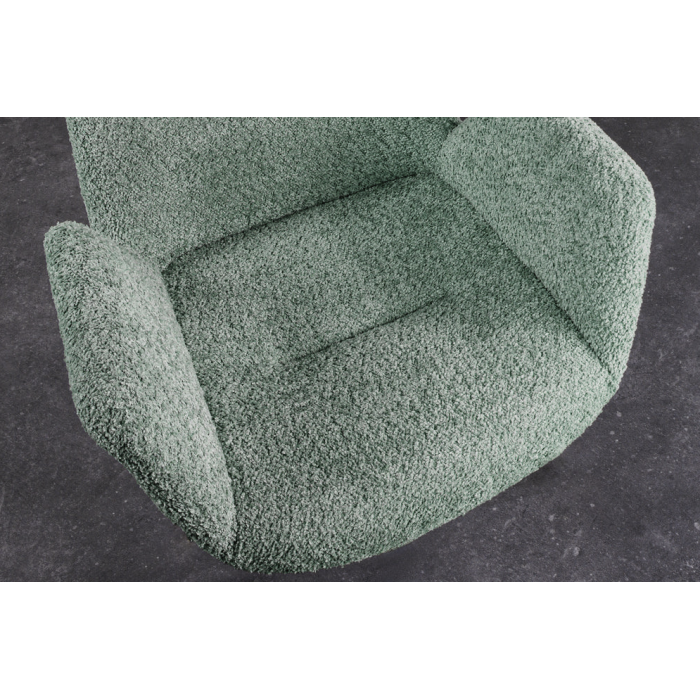 Lot de 2 chaises design SORRANO pivotantes à 360° en tissu bouclette vert menthe et pieds en chêne clair