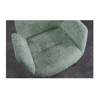 Lot de 2 chaises design SORRANO pivotantes à 360° en tissu bouclette vert menthe et pieds en chêne clair