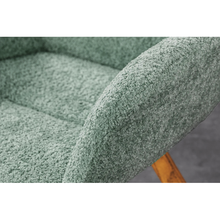 Lot de 2 chaises design SORRANO pivotantes à 360° en tissu bouclette vert menthe et pieds en chêne clair