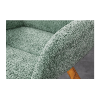 Lot de 2 chaises design SORRANO pivotantes à 360° en tissu bouclette vert menthe et pieds en chêne clair
