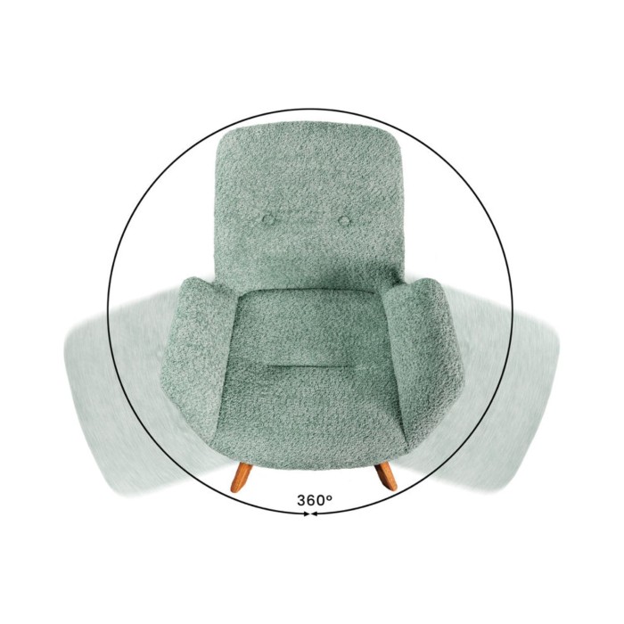 Lot de 2 chaises design SORRANO pivotantes à 360° en tissu bouclette vert menthe et pieds en chêne clair