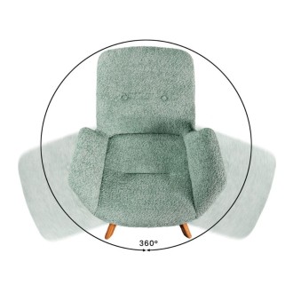 Lot de 2 chaises design SORRANO pivotantes à 360° en tissu bouclette vert menthe et pieds en chêne clair