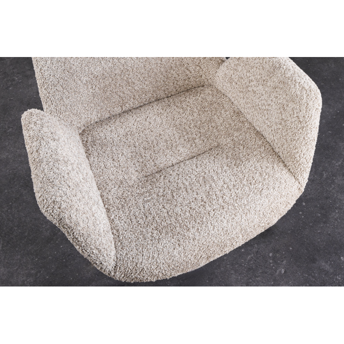 Lot de 2 chaises design SORRANO pivotantes à 360° en tissu bouclette beige et pieds en chêne clair