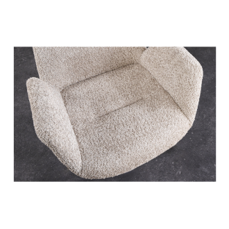 Lot de 2 chaises design SORRANO pivotantes à 360° en tissu bouclette beige et pieds en chêne clair
