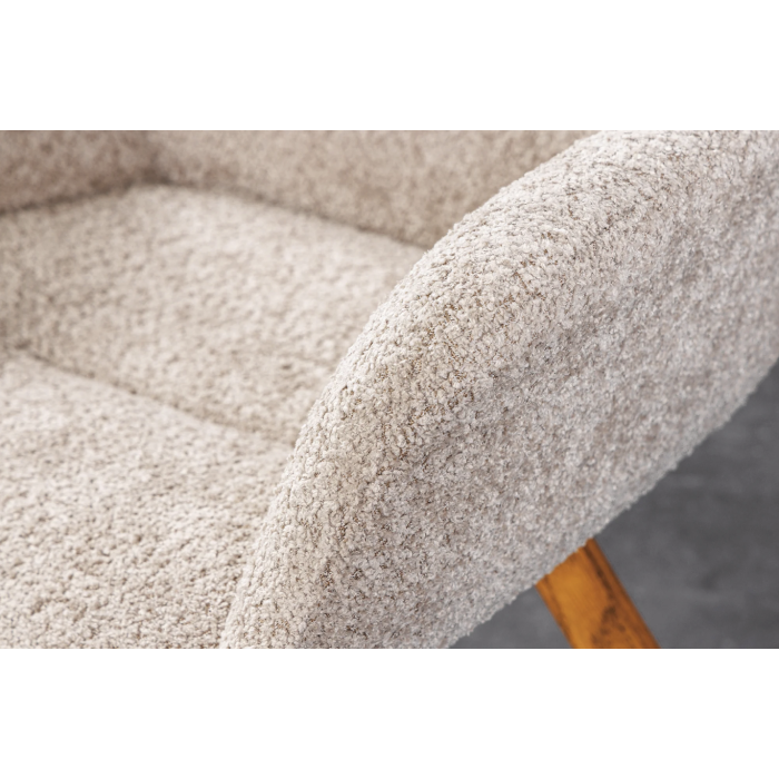 Lot de 2 chaises design SORRANO pivotantes à 360° en tissu bouclette beige et pieds en chêne clair