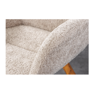 Lot de 2 chaises design SORRANO pivotantes à 360° en tissu bouclette beige et pieds en chêne clair