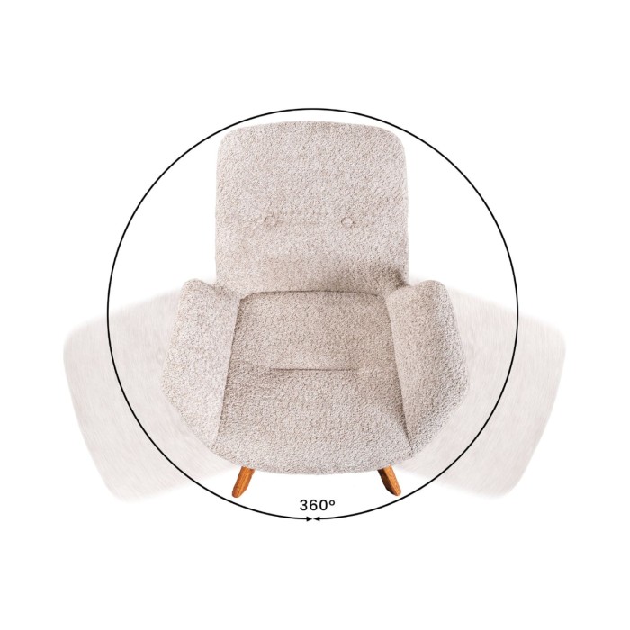Lot de 2 chaises design SORRANO pivotantes à 360° en tissu bouclette beige et pieds en chêne clair