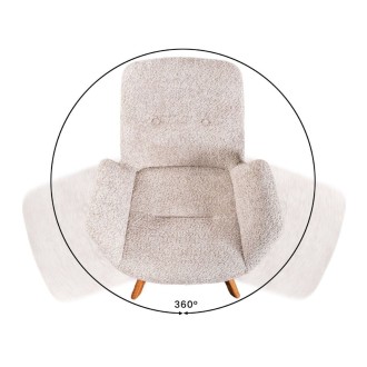 Lot de 2 chaises design SORRANO pivotantes à 360° en tissu bouclette beige et pieds en chêne clair
