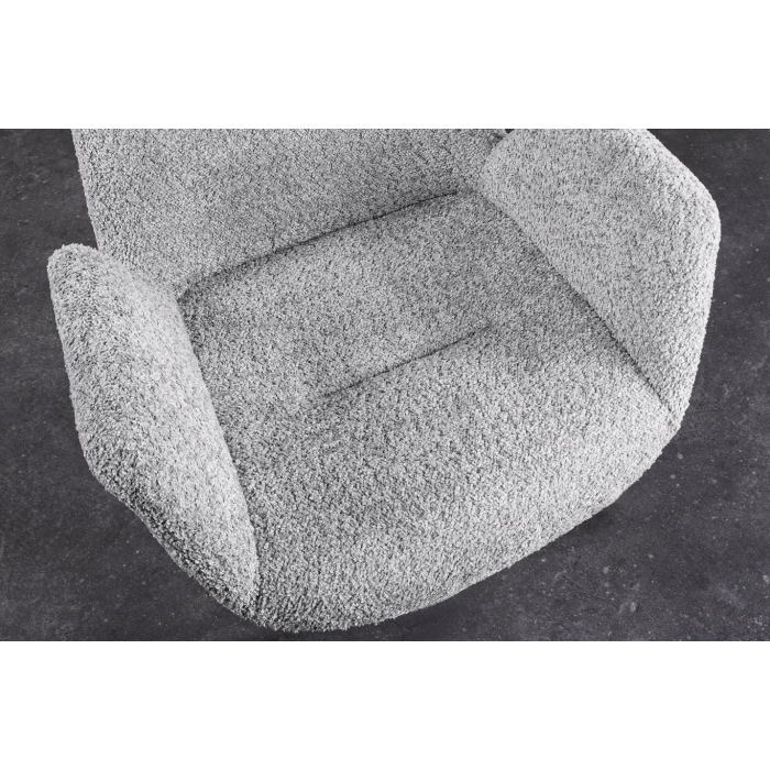 Lot de 2 chaises design SORRANO pivotantes à 360° en tissu bouclette gris clair et pieds en chêne clair