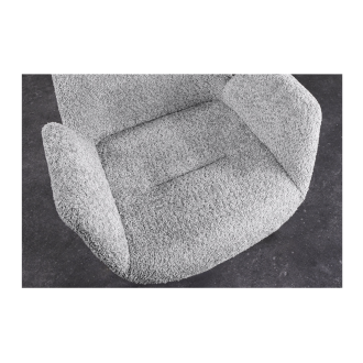 Lot de 2 chaises design SORRANO pivotantes à 360° en tissu bouclette gris clair et pieds en chêne clair