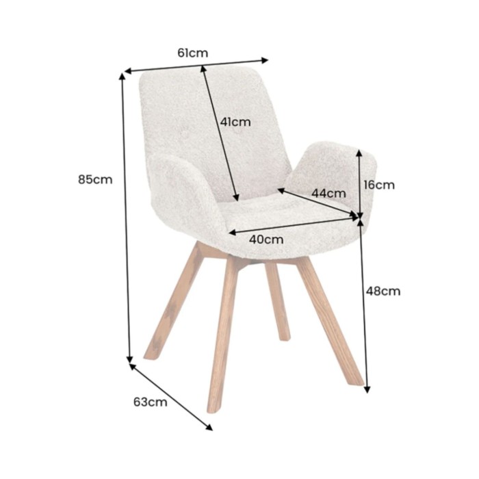 Lot de 2 chaises design SORRANO pivotantes à 360° en tissu bouclette gris clair et pieds en chêne clair