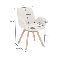 Lot de 2 chaises design SORRANO pivotantes à 360° en tissu bouclette gris clair et pieds en chêne clair