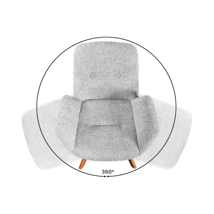 Lot de 2 chaises design SORRANO pivotantes à 360° en tissu bouclette gris clair et pieds en chêne clair