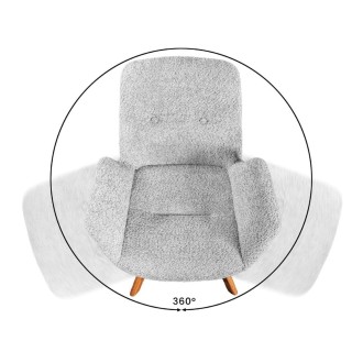Lot de 2 chaises design SORRANO pivotantes à 360° en tissu bouclette gris clair et pieds en chêne clair
