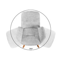 Lot de 2 chaises design SORRANO pivotantes à 360° en tissu bouclette gris clair et pieds en chêne clair