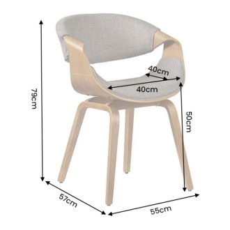 Chaise NERA en tissu gris et bois clair dimensions