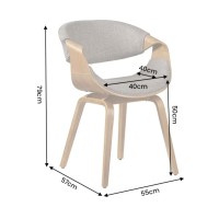 Chaise NERA en tissu gris et bois clair dimensions