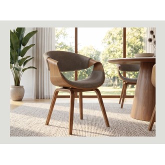 Chaise NERA en tissu gris et bois clair mise en situation