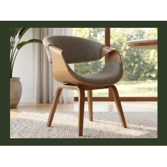 Chaise NERA en tissu gris et bois clair vue rapprochée
