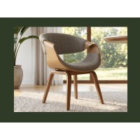 Chaise NERA en tissu gris et bois clair vue rapprochée