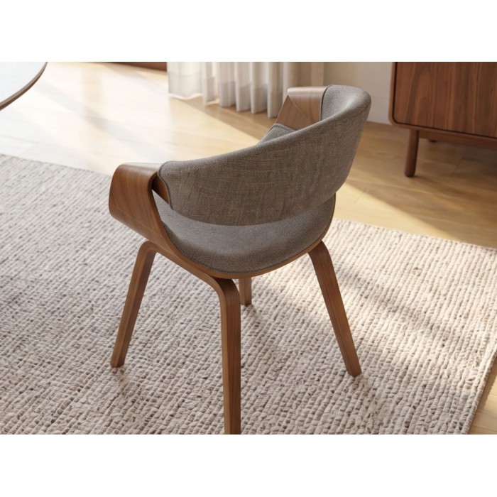 Chaise NERA en tissu gris et bois clair vue de dos