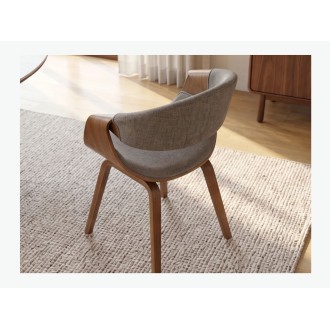 Chaise NERA en tissu gris et bois clair vue de dos