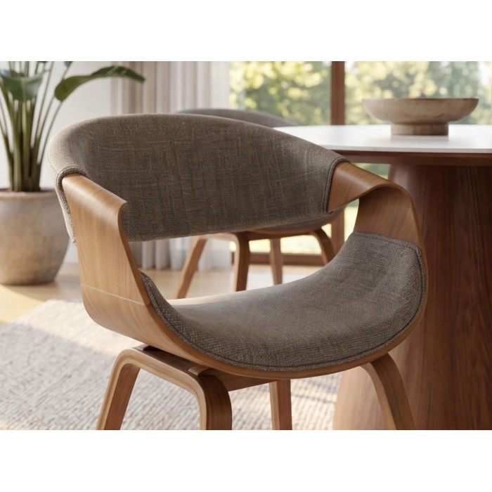 Chaise NERA en tissu gris et bois clair vue très rapprochée
