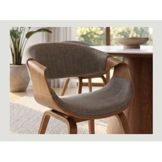 Chaise NERA en tissu gris et bois clair vue très rapprochée