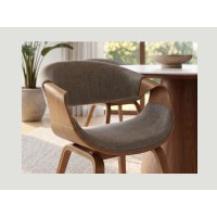 Chaise NERA en tissu gris et bois clair vue très rapprochée
