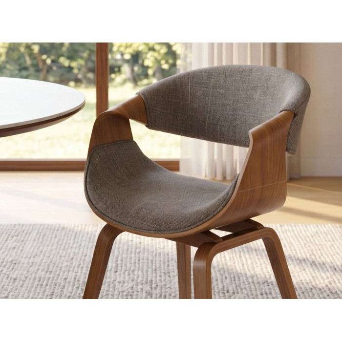 Chaise NERA en tissu gris et bois clair vue de côté