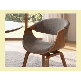 Chaise NERA en tissu gris et bois clair vue de côté