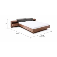 Lit 160x200 RENATO coloris noyer avec sommier et chevets à LED intégrés