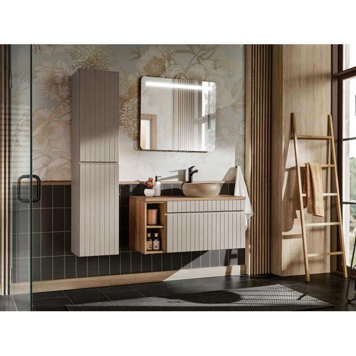 Meuble mural ouvert ICON – 20 cm – Chêne clair – À suspendre