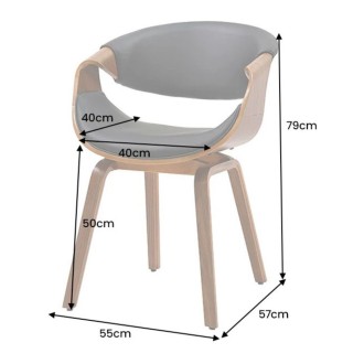 Chaise NERA en cuir noir et bois foncé dimensions