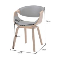 Chaise NERA en cuir noir et bois foncé dimensions