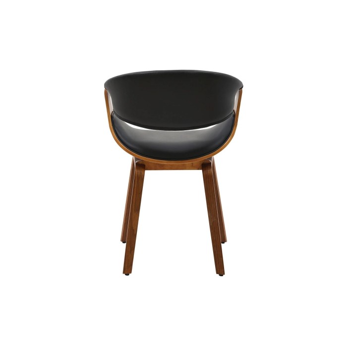 Chaise NERA en cuir noir et bois foncé vue de dos