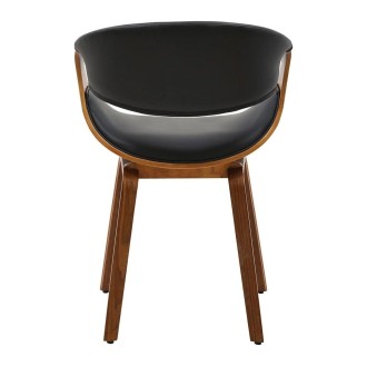 Chaise NERA en cuir noir et bois foncé vue de dos