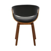 Chaise NERA en cuir noir et bois foncé vue de dos