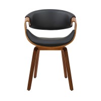Chaise NERA en cuir noir et bois foncé vue de face