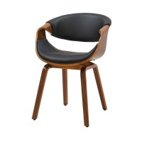 Chaise NERA en cuir noir et bois foncé