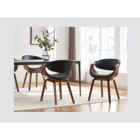 Chaise NERA en cuir noir et bois foncé vu dans un décor 3D