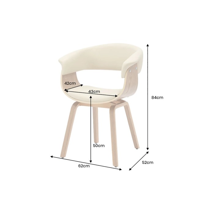 Chaise NERA en cuir beige et bois clair dimensions