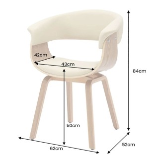 Chaise NERA en cuir beige et bois clair dimensions