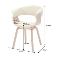 Chaise NERA en cuir beige et bois clair dimensions