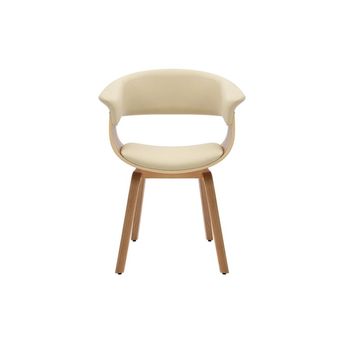 Chaise NERA en cuir beige et bois clair vue de face