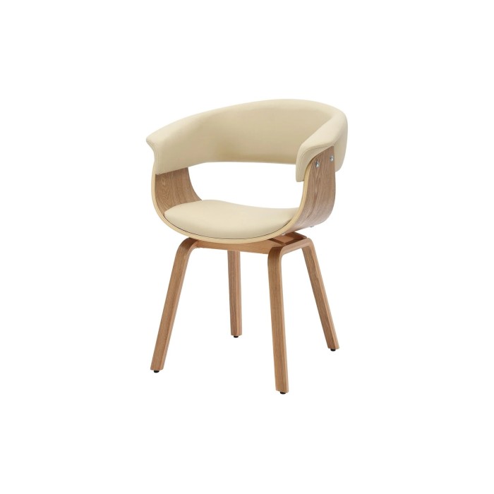 Chaise NERA en cuir beige et bois clair