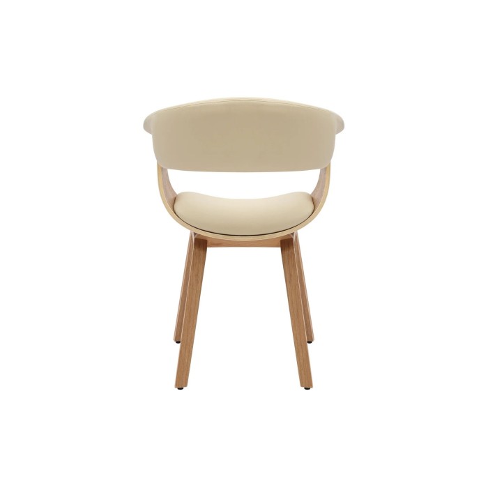 Chaise NERA en cuir beige et bois clair vue de dos