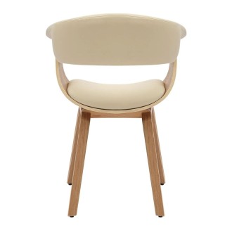 Chaise NERA en cuir beige et bois clair vue de dos