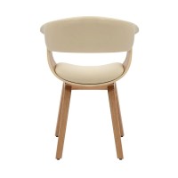 Chaise NERA en cuir beige et bois clair vue de dos