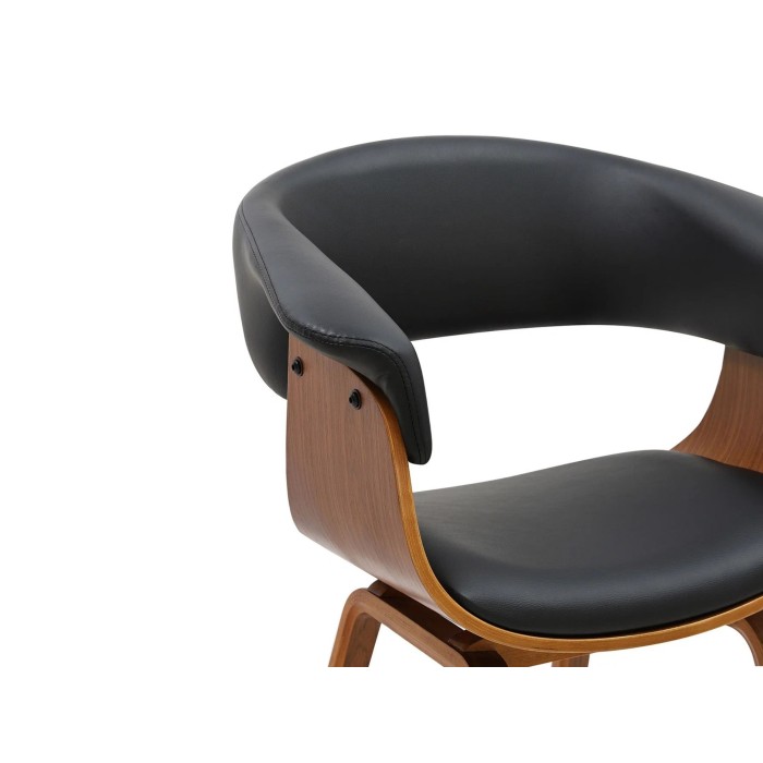 Zoom sur le haut de la chaise NERA noire et marron foncé